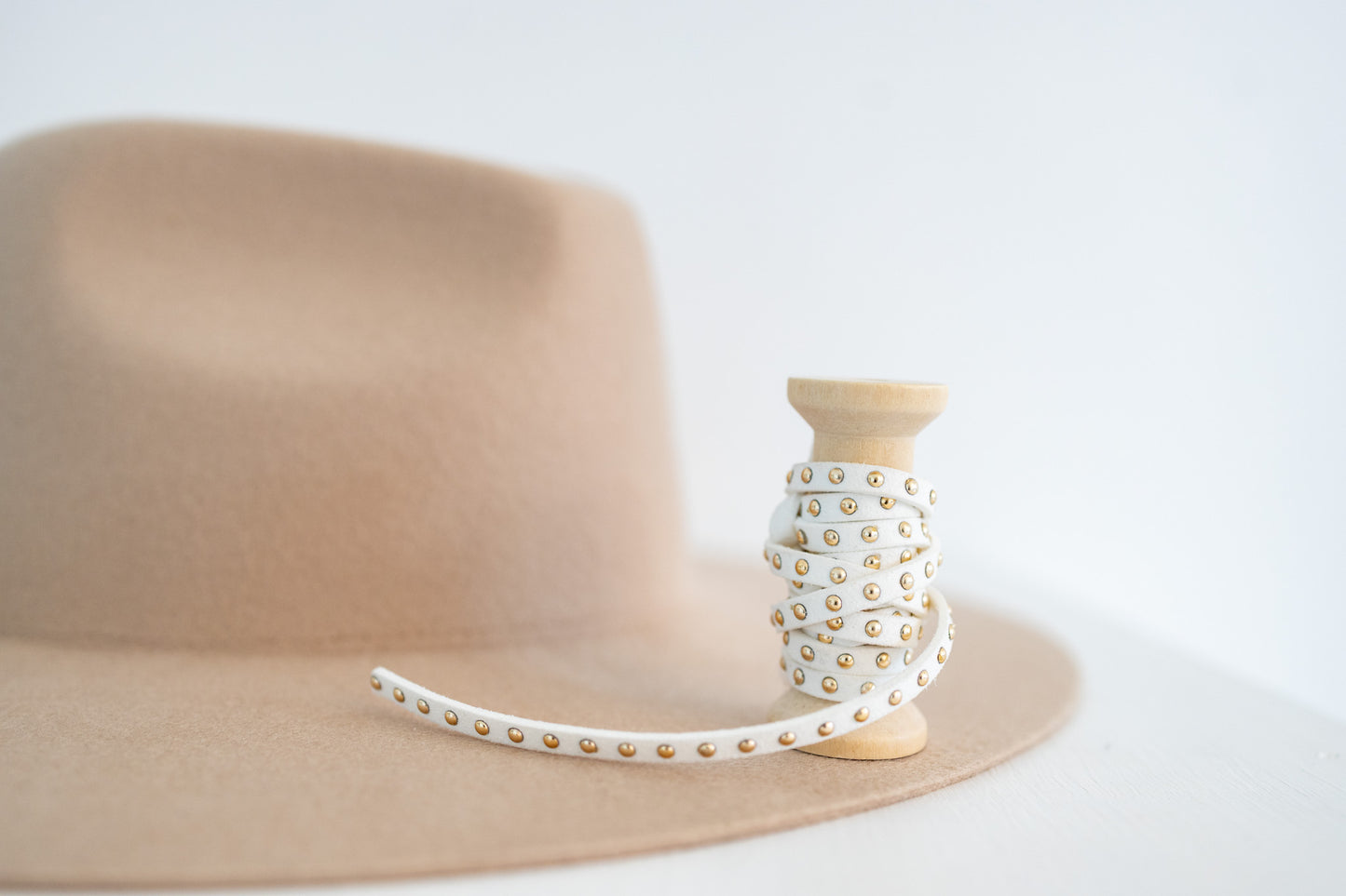 White Studded Leather